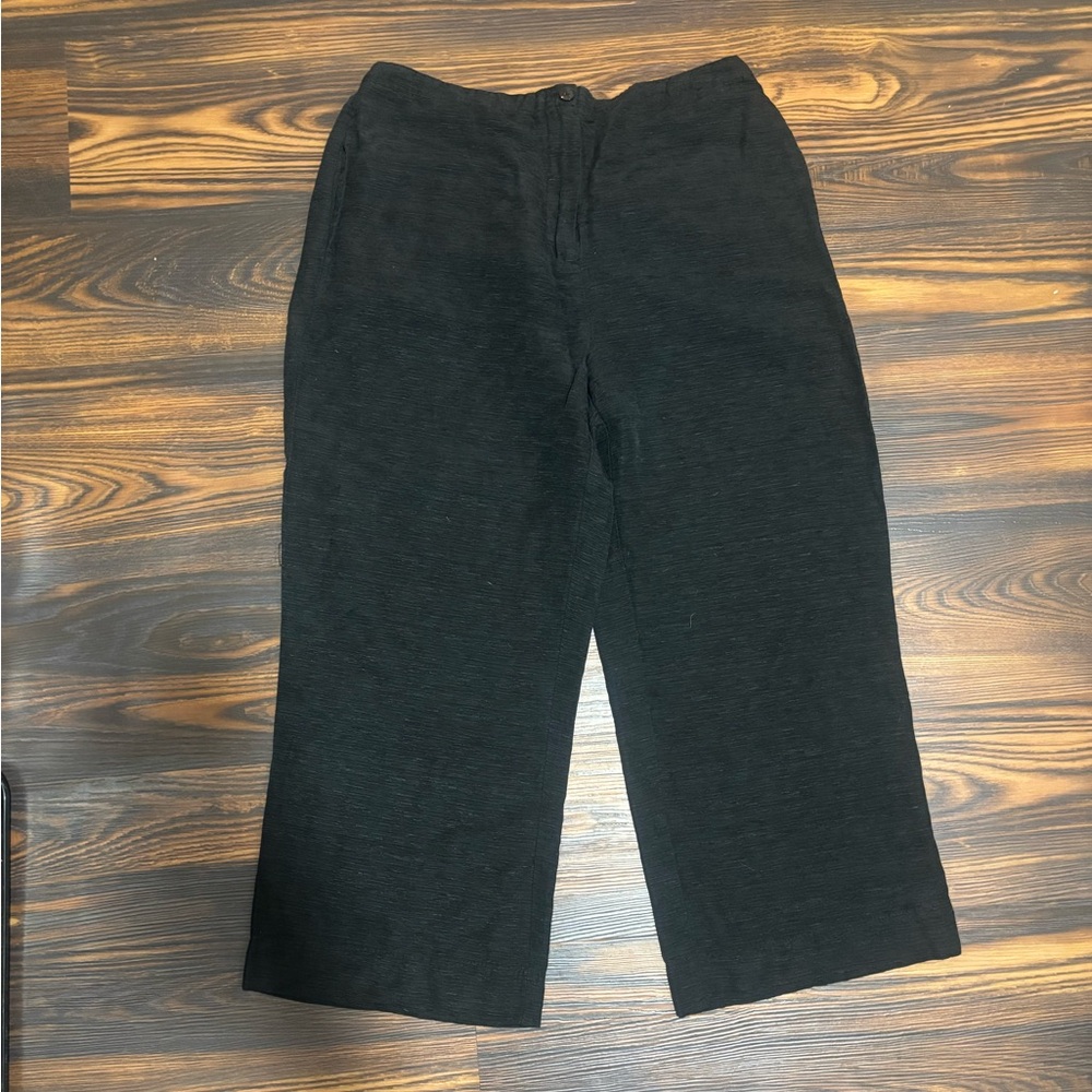French Laundry Silk Linen Blend Wide Leg Cropped Pant